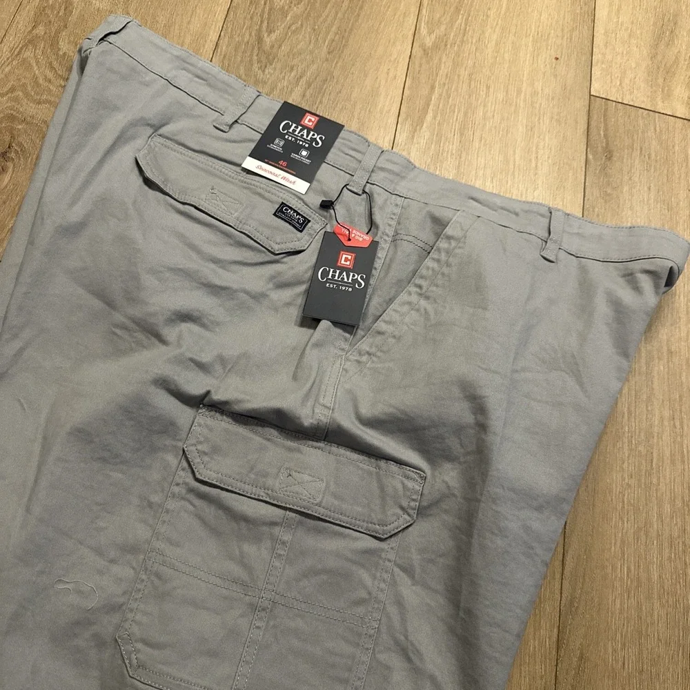 Chaps Men's Seacoast Wash Cargo Shorts Griffin Gray Size 46 10